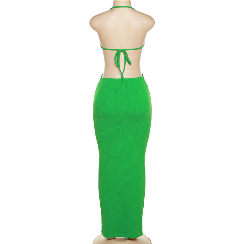 Elegant Evening Gown Temperament Slim Suspender Hollowed Out Women's Dress aclosy