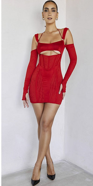 Autumn New Sexy Halter Tight Dress aclosy