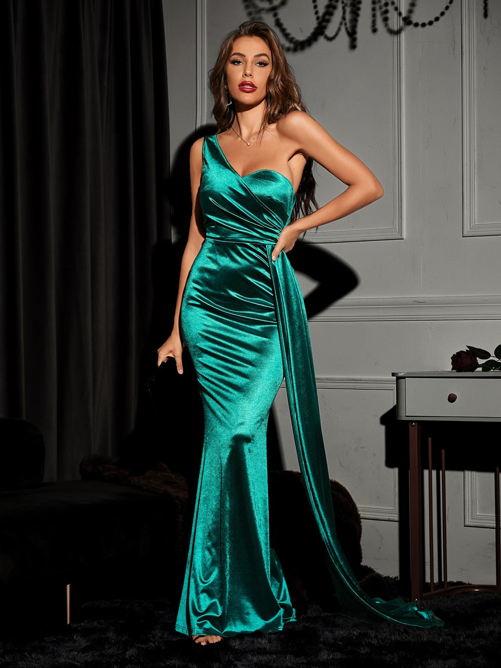 Evening Dress One Shoulder Women's Body Bag Hip Off ShoulderParty Dress aclosy