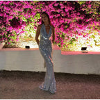 RENA BACKLESS FISH SKIN MAXI DRESS