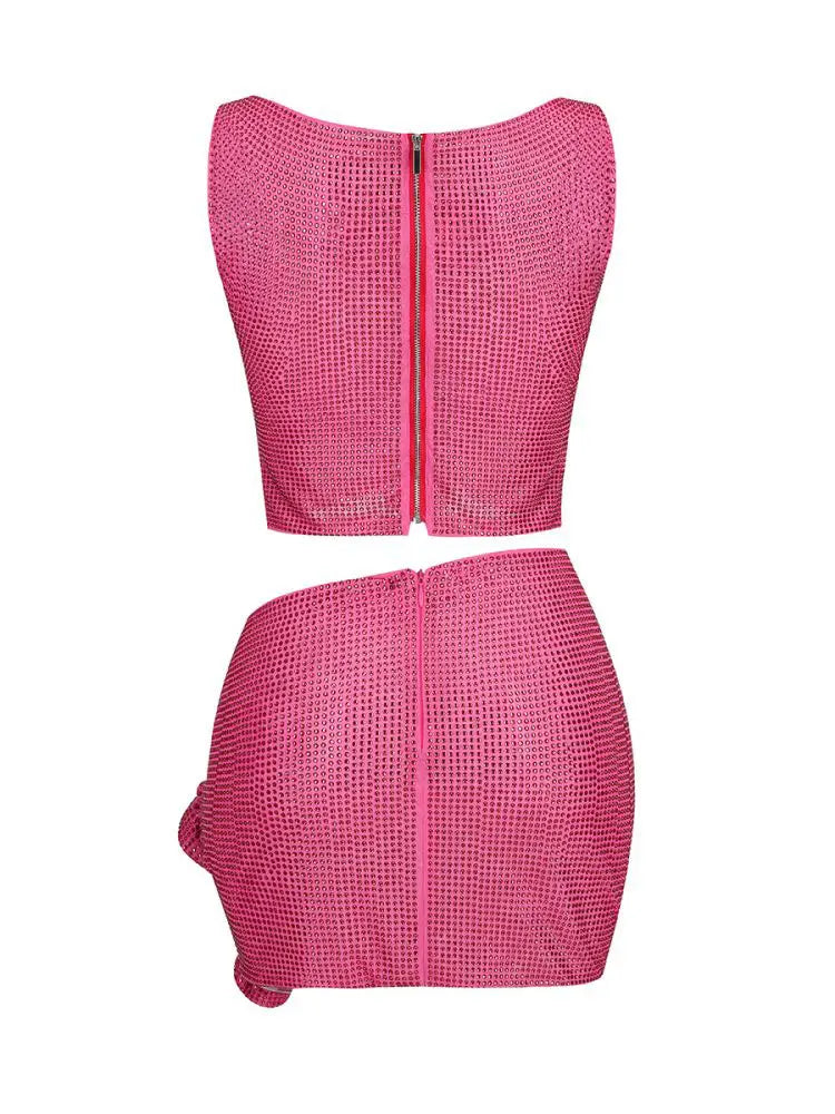 Flower Decoration Elegant Rhinestone Dress Aclosy