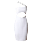 Women's Cutout Slanted Shoulder Tube Top Dress aclosy