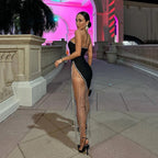 Wrapped Panel Tassel Slit Party Dress aclosy