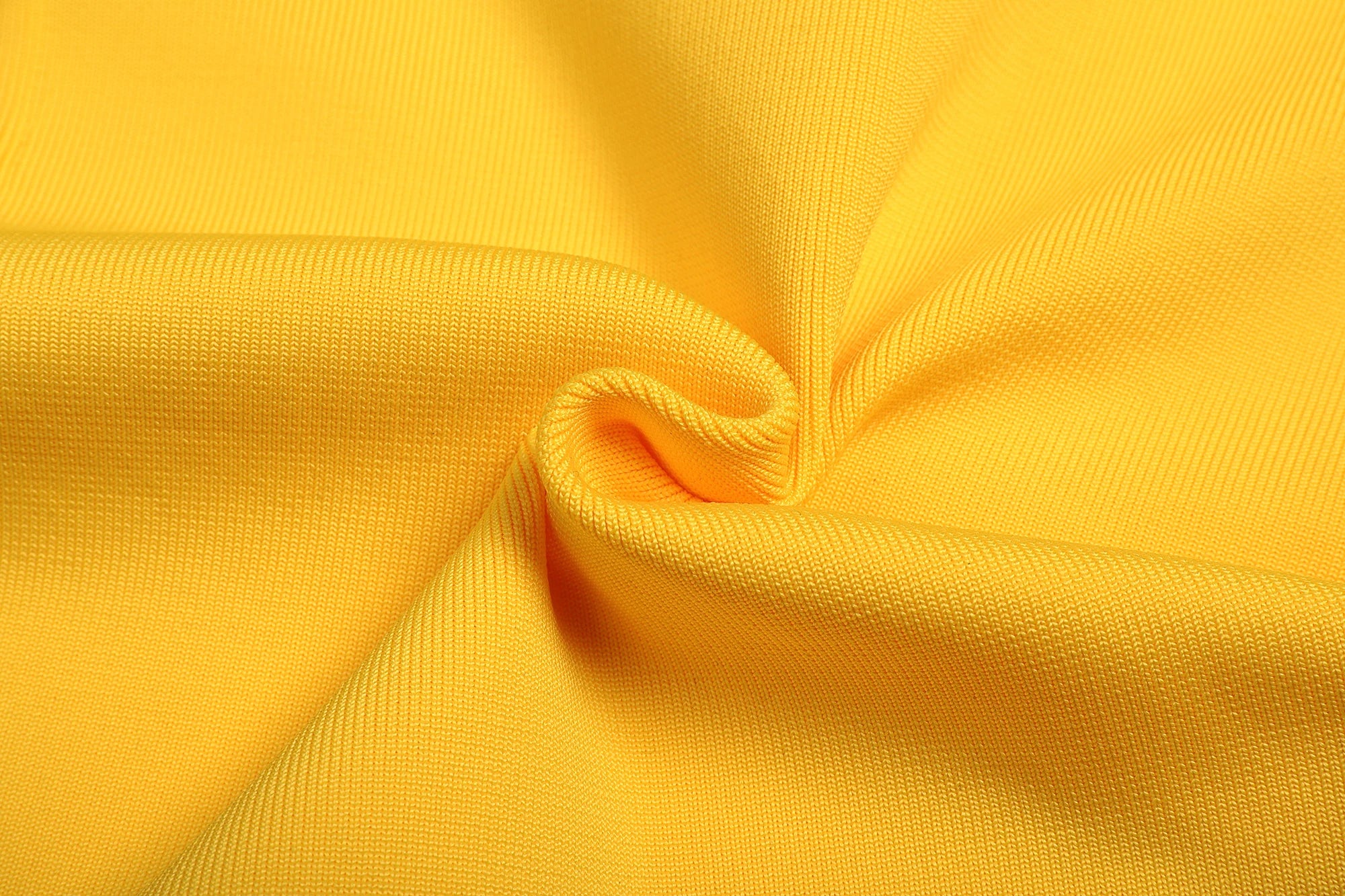 Yellow Long Sleeved Hollowed Out Chain Bandage Mini Dress Aclosy