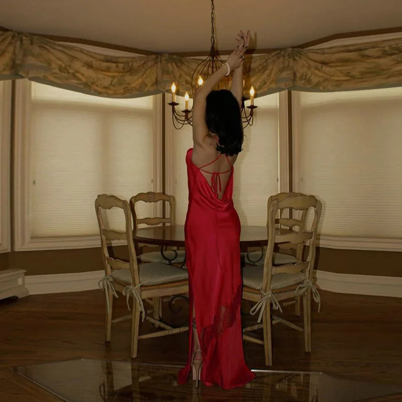 Women's Fashion Halter Backless One Shoulder Dress Aclosy