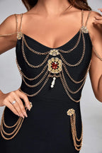 Women's Gold Chain Bandage One-piece Dress aclosy