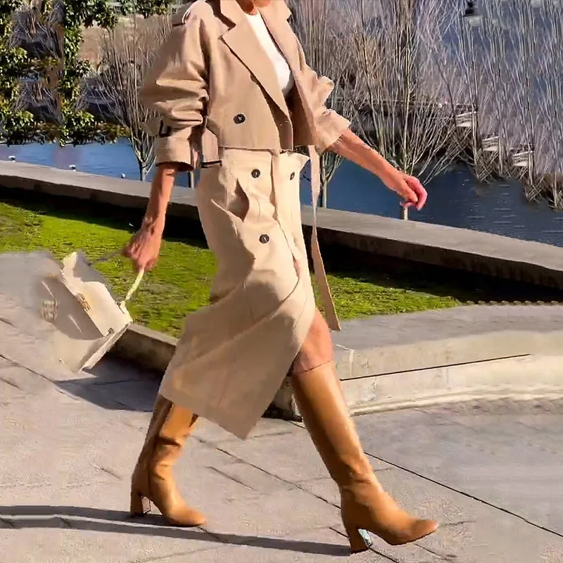 European And American Leisure Workwear Elegant Button Belt Suit Skirt aclosy