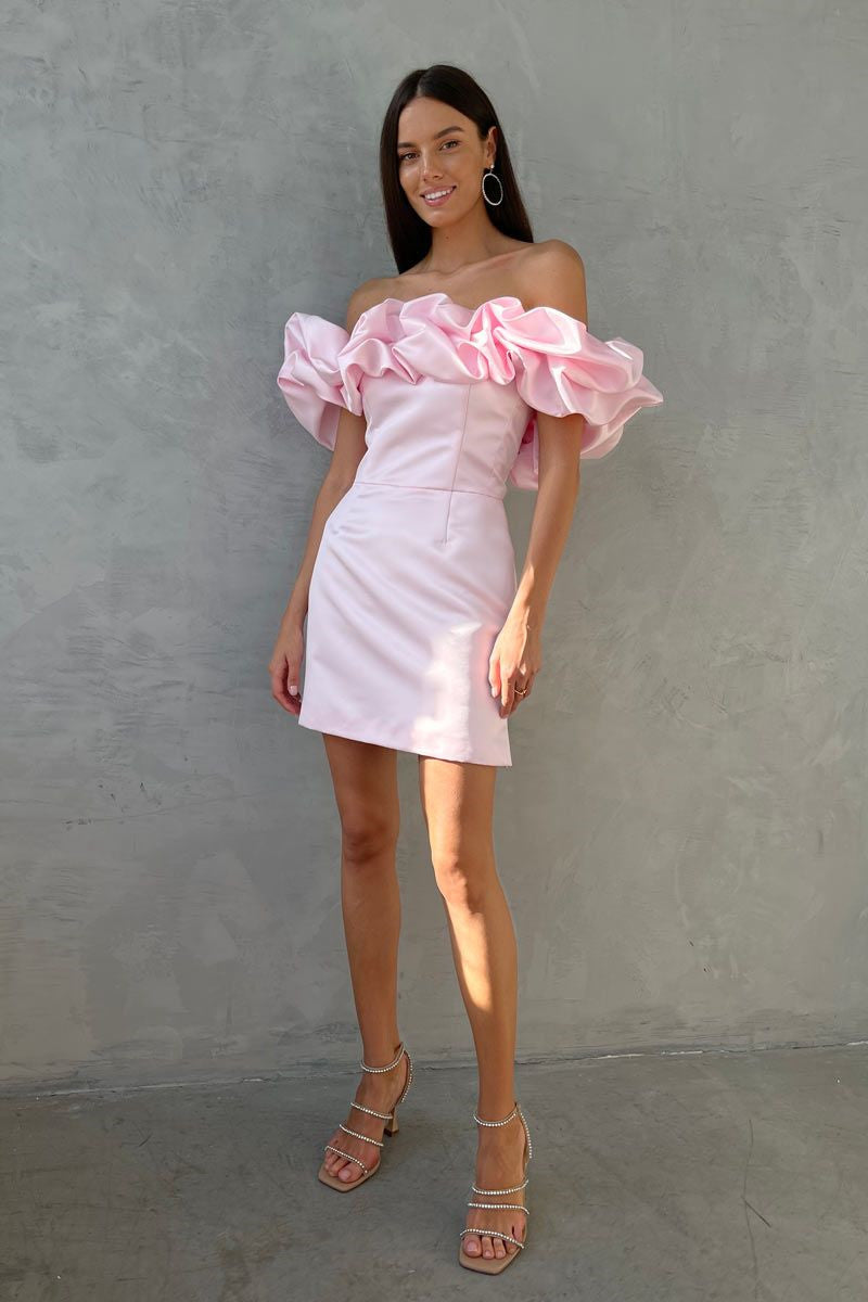 Ruffled Off-shoulder Dress Aclosy