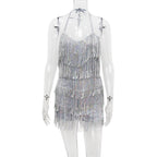 Nightclub Women's Fringe Sequin Jumpsuit aclosy