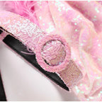 Women's Tight Artificial Fur Belt Purple Sequin Slip Dress Aclosy