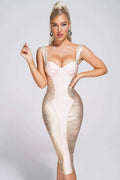 Women's Fashion Suspenders Bronzing Bandage One-piece Dress aclosy