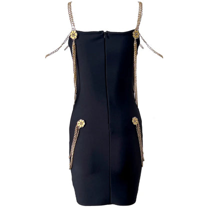 Women's Gold Chain Bandage One-piece Dress aclosy