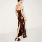 Champagne Gold Sequin Sling Ladies Dress aclosy