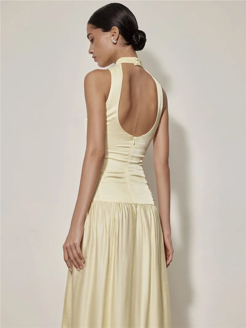 Chic Elegantly  Backless Slim Fit Satin Dress