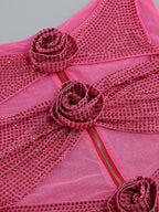 Flower Decoration Elegant Rhinestone Dress Aclosy