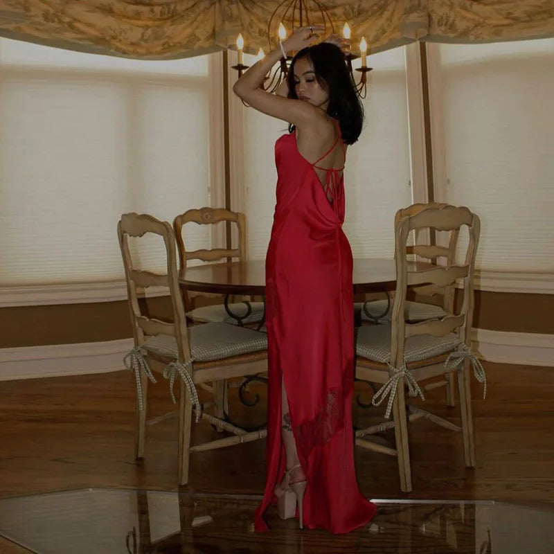 Women's Fashion Halter Backless One Shoulder Dress Aclosy