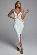 Chain Diamond Slim Fit Tight Bandage Dress Aclosy