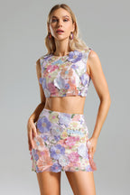 Embroidered Crochet Two-Piece Skirt Set