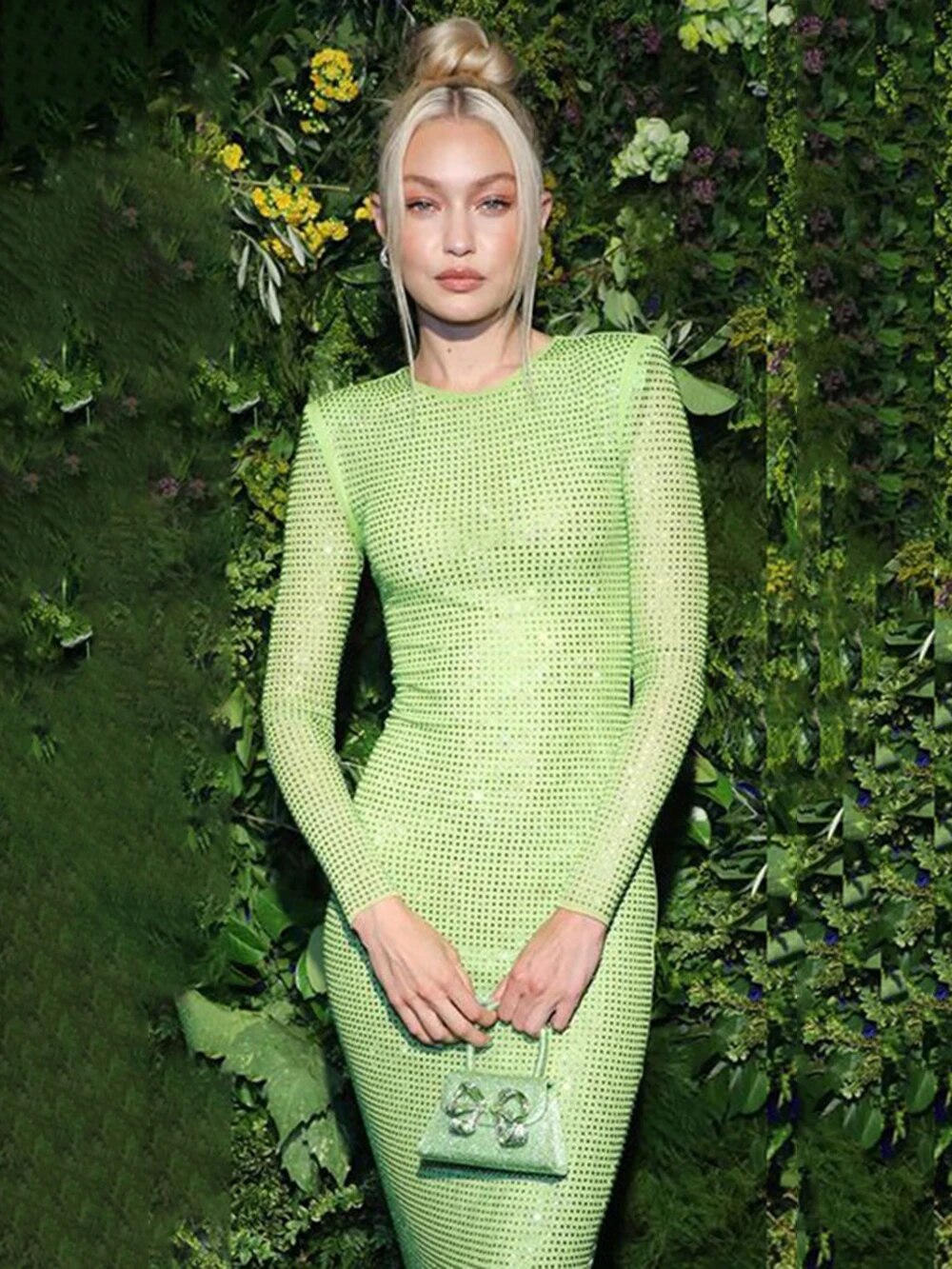 Long Sleeve Heavy Industry Sparkling Full Rhinestone Sheath Tight Elegant Dress Aclosy