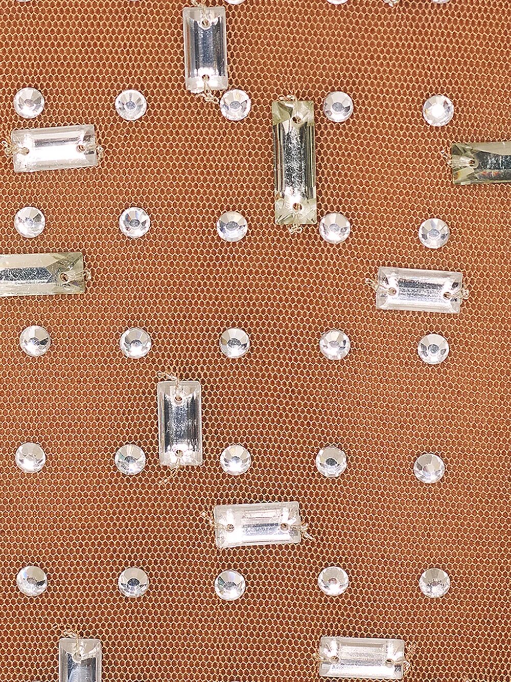 Rhinestone Blouse Mesh Long Sleeve Split Dress aclosy