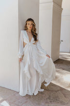 Women's Lace V-Neck Solid Color Fashion Dress Aclosy