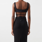 Women's Fashion Wrapped Chest Strap Dress aclosy