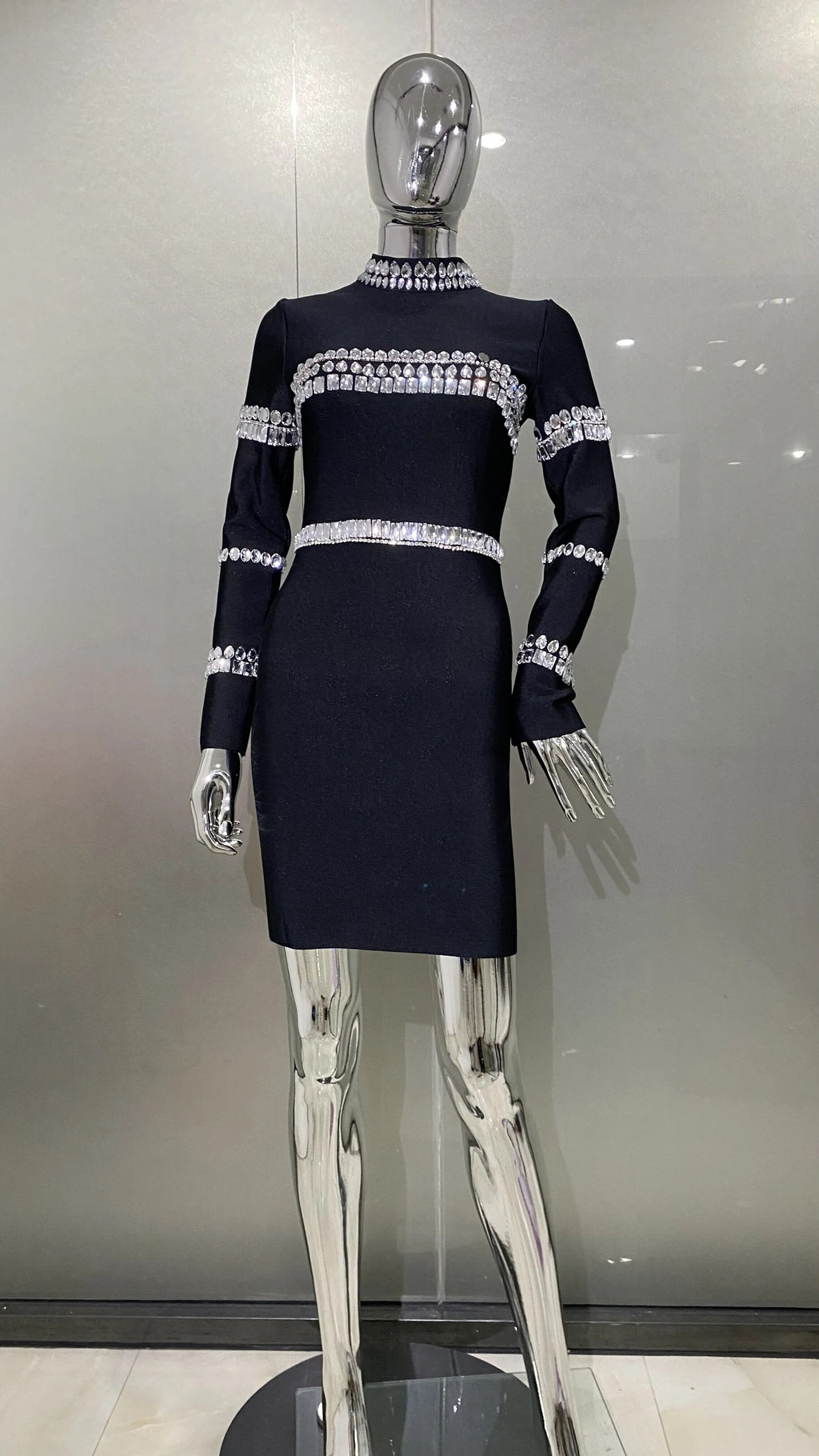 Women's Fashion Rhinestone Bandage Dress aclosy