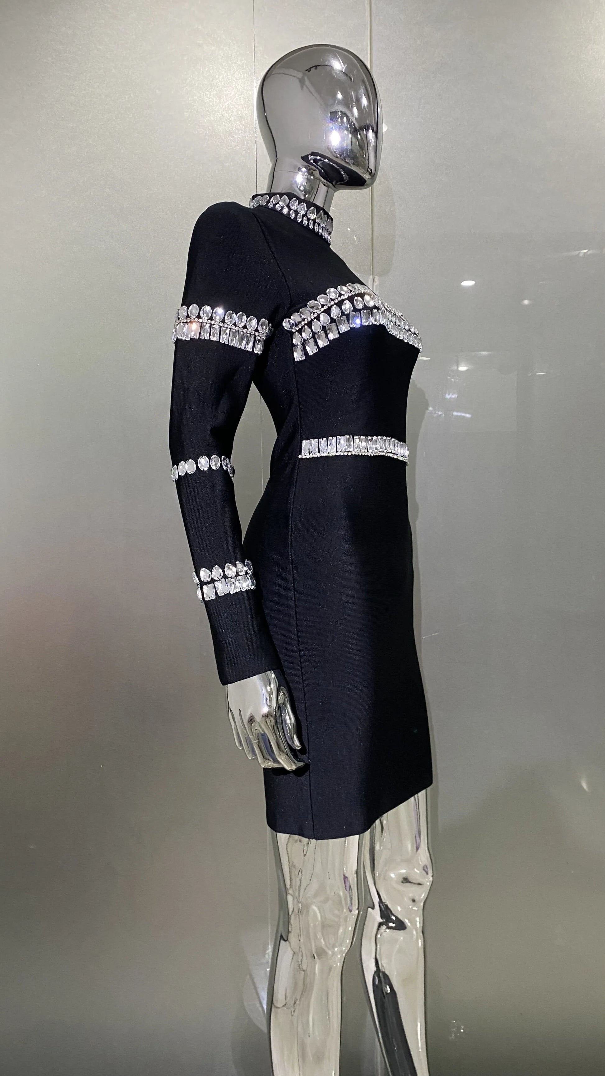 Women's Fashion Rhinestone Bandage Dress aclosy