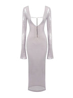 Sequined V-neck Backless Dress Slim Fit Aclosy