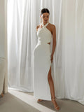 Women's Holiday Style Polyester Neck Dress aclosy