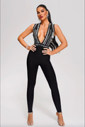 Beaded Slim-fit Slimming Sleeveless Bandage Jumpsuit For Women Aclosy