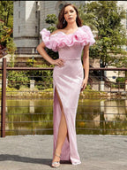 Women's Elegant Fashion Backless Strapless Long Type Sequins Dress Aclosy