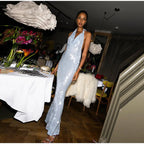 RENA BACKLESS FISH SKIN MAXI DRESS