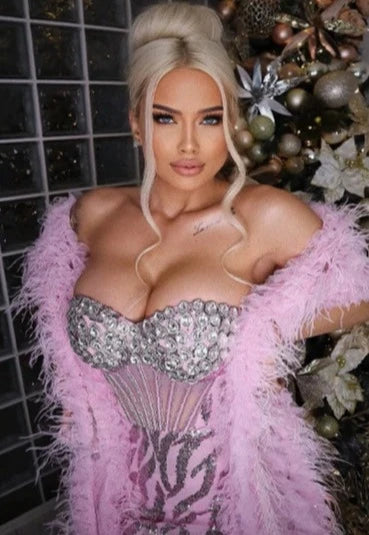 Women's Fashion Leisure Rhinestone Sequined Embroidered Tube Top Dress Aclosy