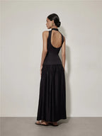 Chic Elegantly  Backless Slim Fit Satin Dress