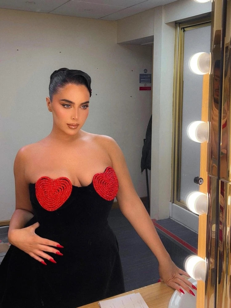 Velvet Dress Female Heart-shaped Hot Girl Niche Dress Dress Aclosy