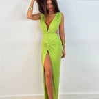 Internet Hot Sexy Deep V Sleeveless Backless Evening Dress Aclosy