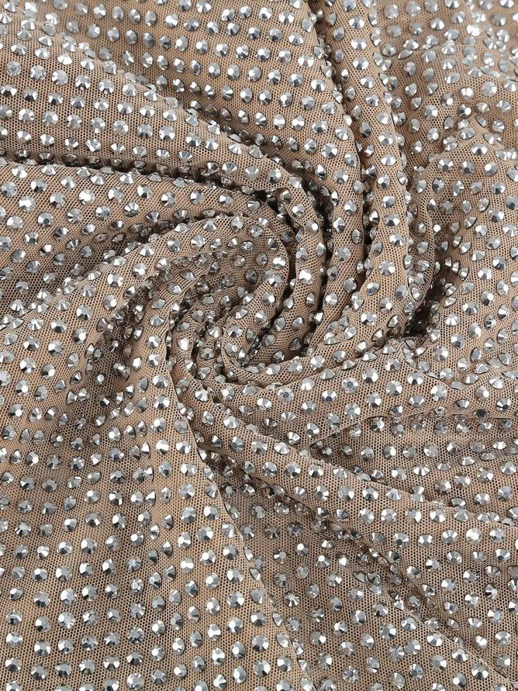 Flower Decoration Elegant Rhinestone Dress Aclosy