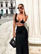 Women's Fashion Wrapped Chest Strap Dress aclosy