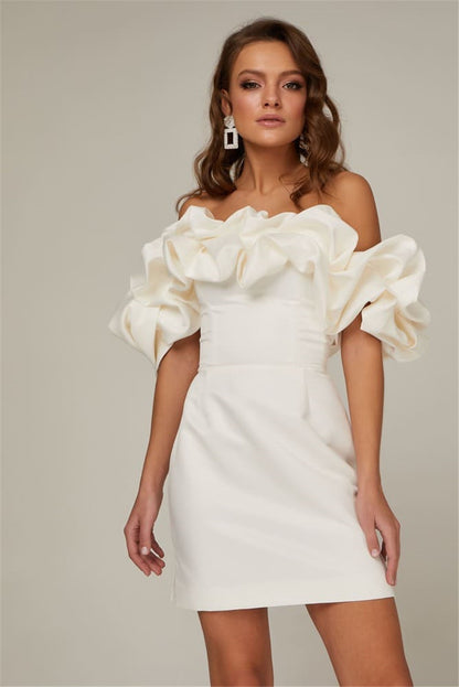 Ruffled Off-shoulder Dress Aclosy