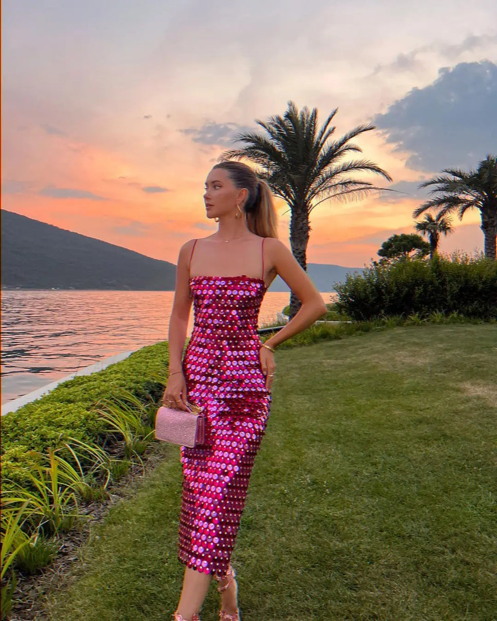 Fashion Lady Sequin Irregular Dress Aclosy