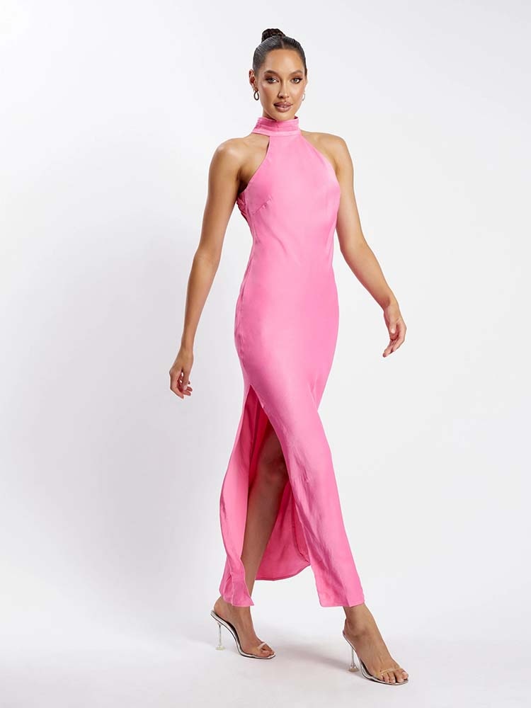 High Neck Long Party Dress Aclosy