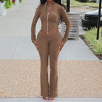 High Waist Bootcut Pants Leisure Sports Two-piece Set aclosy