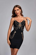 Women's Gold Chain Bandage One-piece Dress aclosy