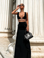 Women's Fashion Wrapped Chest Strap Dress aclosy