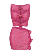 Flower Decoration Elegant Rhinestone Dress Aclosy