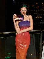 European And American Women's Clothing Fashion Sexy Figure Tube Top High Waist Gradient Color Dress Women aclosy