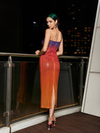 European And American Women's Clothing Fashion Sexy Figure Tube Top High Waist Gradient Color Dress Women aclosy