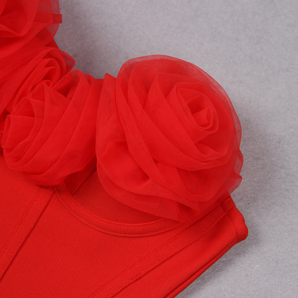 Leriella Bandage One-piece Dress-Red aclosy