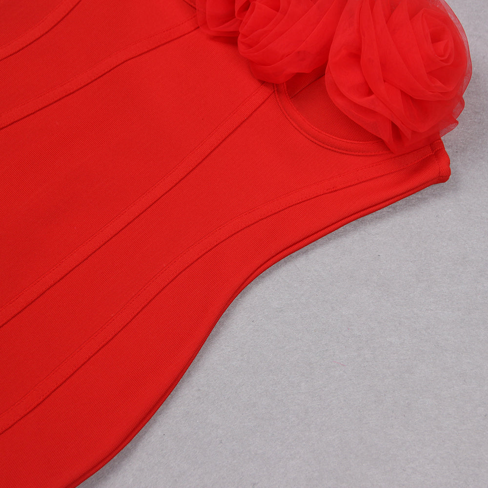 Leriella Bandage One-piece Dress-Red aclosy